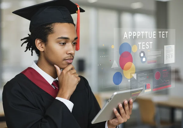 Graduate facing online aptitude test, preparing for career