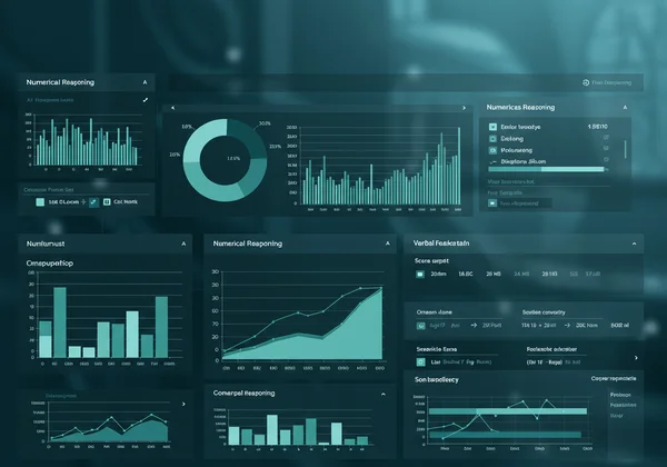 A screen displaying aptitude test results with charts and numbers.