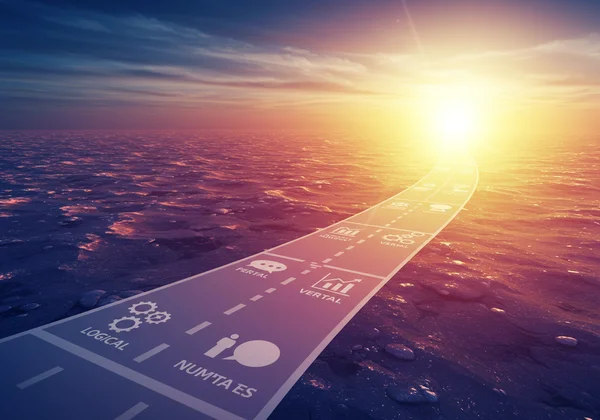 A roadmap guiding career selection with aptitude skill icons