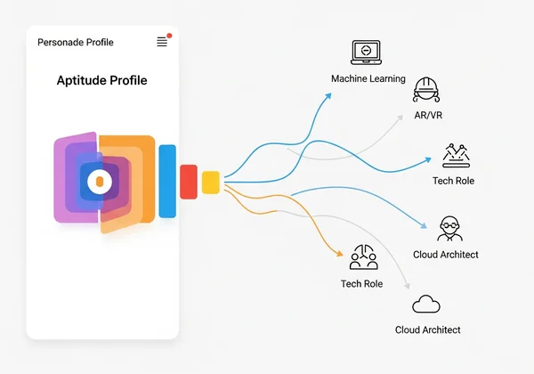 Map showing aptitude profiles matching with tech career roles