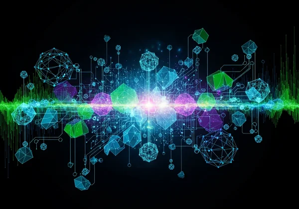 Abstract art of tech problem-solving and cognitive skills