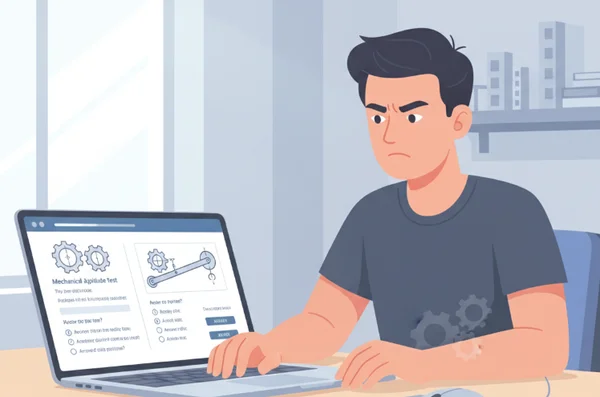 Person preparing for mechanical aptitude test