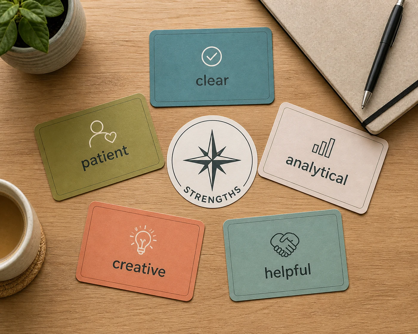 Feedback cards on table